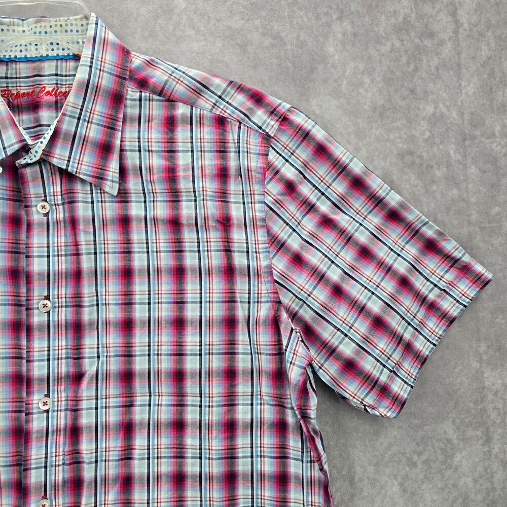 Report Collection Red Plaid Stripe Button Down Sh… - image 5